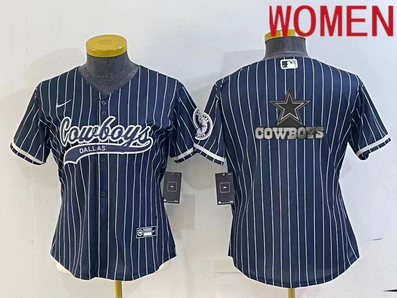 Women Dallas Cowboys Blank Blue stripe 2022 Nike Co branded NFL Jersey